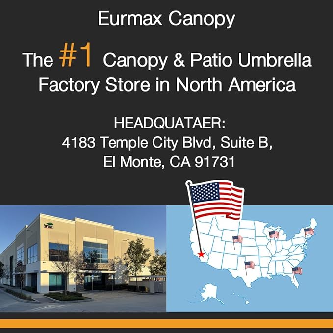 Eurmax USA 10-Year-Non-Fading 10FT Outdoor Patio Market Umbrella,UPF50+ UV Resistant Sun Shade,Heavy Duty Commercial Grade,Crank Lift Design,Windproof Vented Top for Garden,Pool,Deck,Chestnut