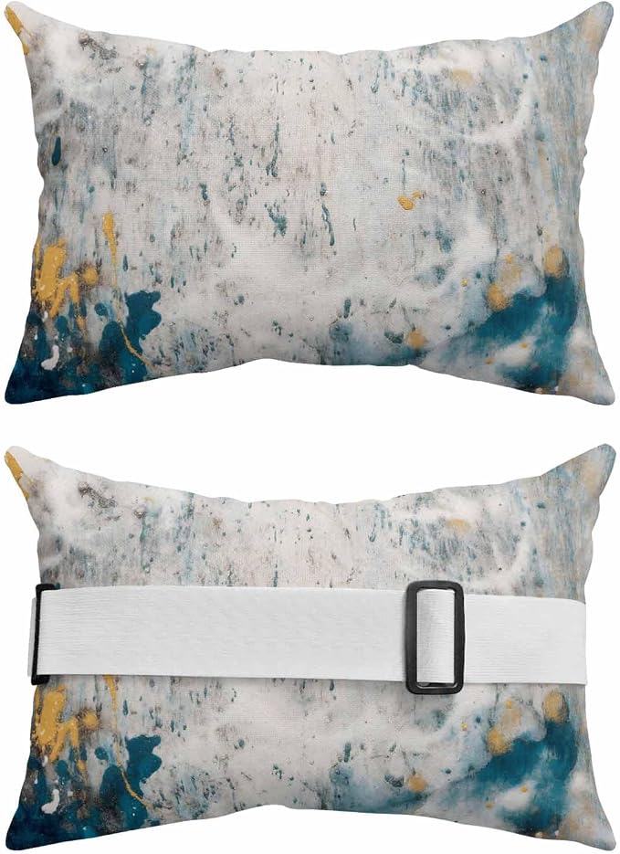 Gray Teal Outdoor Lumbar Pillow Covers 12"x20" Set of 2, Decorative Throw Pillow Covers for Patio, Modern Abstract Art Retro Marble Waterproof Cushion Case for Pool Beach Chair
