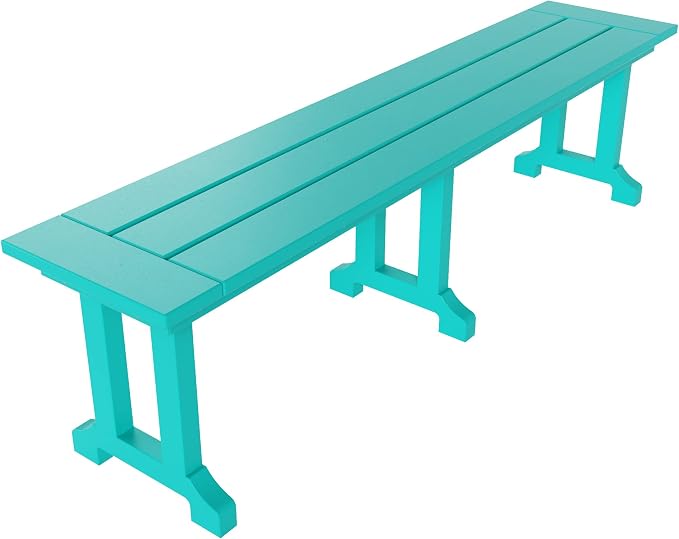 WO Home Furniture Adirondack Patio Dining Chair Table Bench Set of 6 PCS Rectangle Dinner Table Dining Armless Chairs (Turquoise)