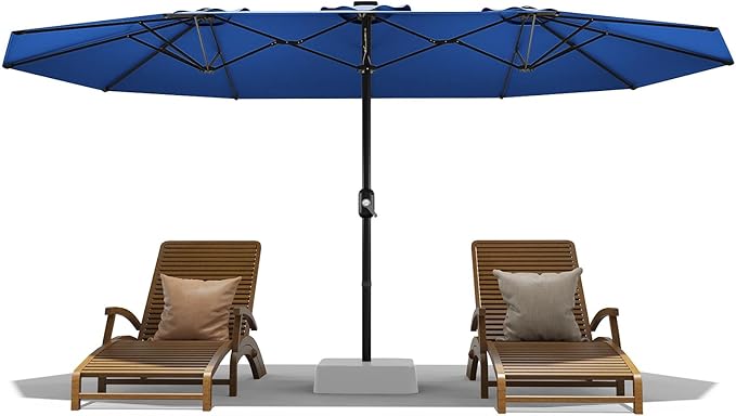 13ft Patio Umbrella with Double Canopy, Commercial Grade Extra Large Outdoor Market Umbrella for Patio Table, Pool & Backyard, Heavy Duty Aluminum Pole & Fiberglass Ribs, Parasol-Style Fabric, No Base