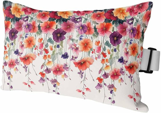 Pack of 2 Outdoor Lumbar Cushions with Inserts, Modern Colorful Flowers Watercolor Vine Texture Waterproof Fluffy Fade Body Pillows, Patio Furniture Pillow for Home Balcony Garden Decor 12x20IN