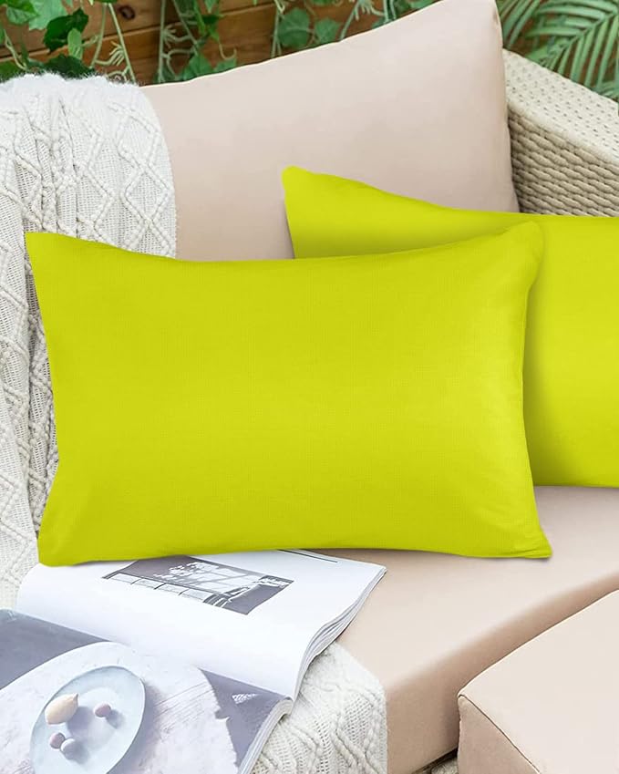 Outdoor Waterproof Throw Pillow Covers Set of 2 Lemon Yellow Lumbar Pillowcases 20x12 Inches Gradient Gradual Color Patio Decorative Pillows Cushion Case Patio Pillows for Couch Bed Chair Garden