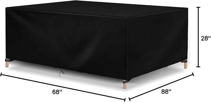 Outdoor Patio Furniture Covers Waterproof 600D Rectangular Outdoor Table and Chair Set Cover Wind Dust Proof Anti-UV Durable Patio Sectional Couch Cover 88" L x 68" W x 28" H / 220x170x70cm