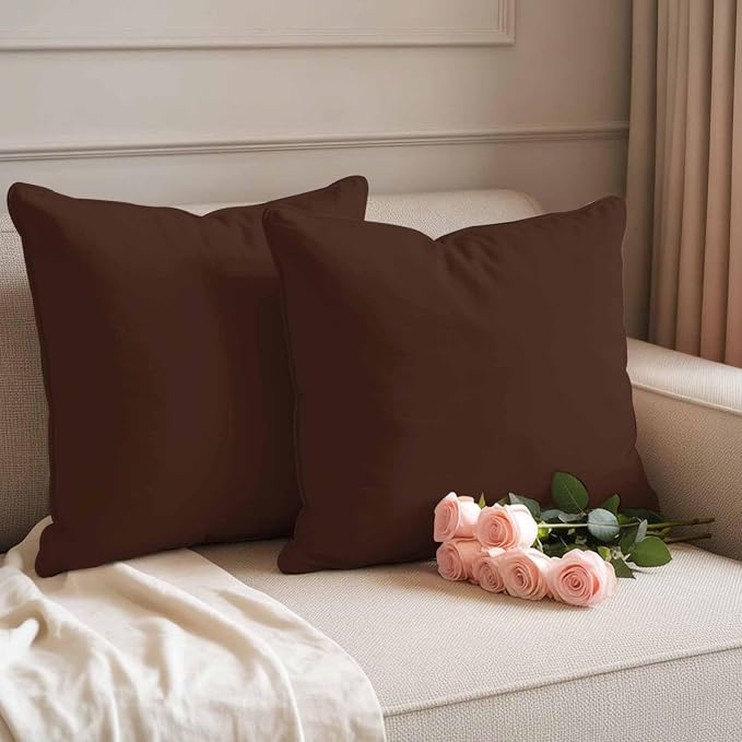 Throw Pillow Covers 20x20 Inch Set of 2, Brown Pure Color Waterproof Outdoor Pillow Covers, Aesthetics Contemporary Luxury Decorative Cushion Pillowcases for Couch, Sofa, Bed, Garden, Patio
