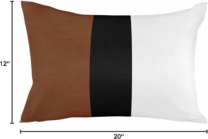 Outdoor Waterproof Throw Pillow Covers Set of 2 Brown Black Stripe Lumbar Pillowcases 20x12 Inches Boho Style Patio Decorative Pillows Cushion Case Patio Pillows for Couch Bed Chair Garden