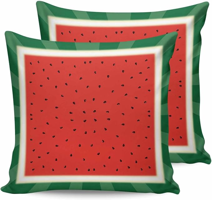Outdoor Waterproof Pillow Covers Watermelon Fruit Set of 2 Decorative Outdoor Pillowcases Red Green Striped Cushion Cases for Patio Funiture Garden Couch Bench 20 x 20 Inches