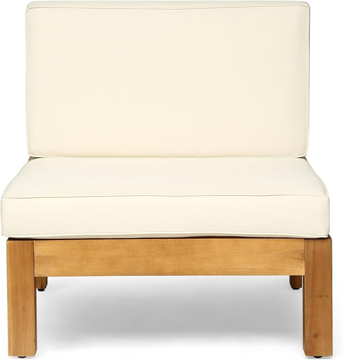 Christopher Knight Home Oana Outdoor 9 Seater Acacia Wood Sectional Sofa Set, Teak Finish and Beige