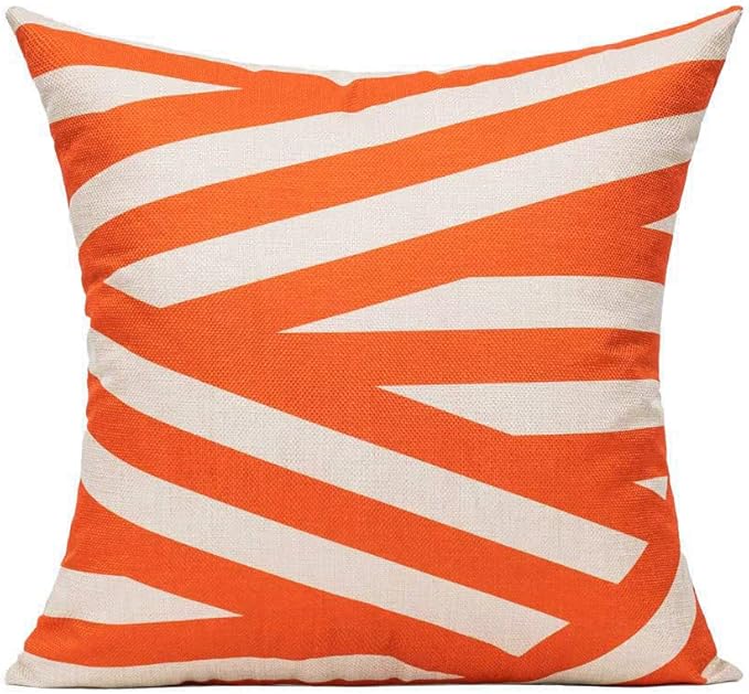 All Smiles Outdoor Waterproof Throw Pillow Covers 18X18 Set of 4,Orange Decorative Cushion Covers Boho Decorations Outside for Patio Furniture Porch Seat Chair Couch Sofa Living Room Geometric