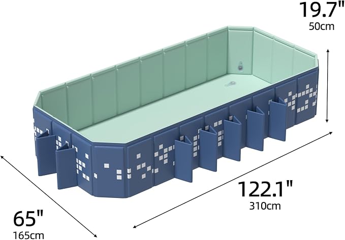 Foldable Swimming Pool, 122"x65"x19.7" Large Non-Inflatable Collapsible Pool for Kids & Adults, Thickened Hard Plastic Portable Backyard Pool, Mosaic Pattern Oversized Outdoor Kiddie Pool