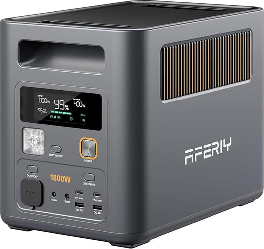AFERIY Expandable Portable Power Station, 1024Wh LiFePO4 Solar Generator (Up to 5120Wh), 1800W (Peak 3600W) AC Output, Fast Recharge, UPS Battery Backup for Home Backup Power, Camping, RV, Emergency