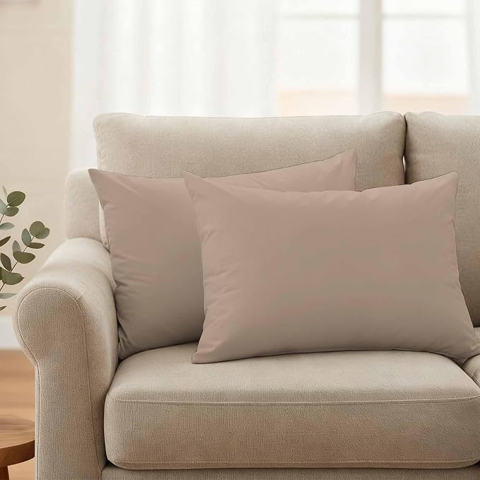 Lumbar Pillow Covers 20x12 Inch Set of 2, Beige Solid Color Waterproof Outdoor Pillow Covers, Aesthetics Contemporary Luxury Decorative Cushion Pillowcases for Couch, Sofa, Bed, Garden, Patio