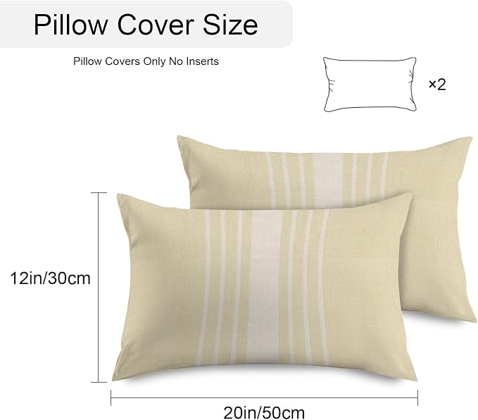 Cream Beige Striped Outdoor Pillow Covers 20x12 Inch Lumbar Pillow Covers Set of 2 Waterproof Decorative Throw Pillow Cases Modern Farmhouse Retro Lines Cushion Covers for Patio Furniture Garden Couch