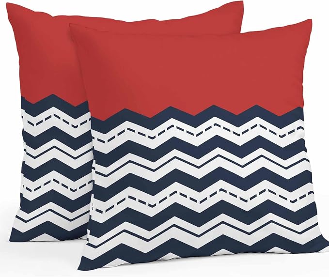 Black Chevron Waterproof Outdoor Pillow Covers Set of 2 Home Decor, Geometric Navy Blue White Sea Wavy Striped Pillowcase Patio Pillow Covers for Couch Bench Furniture Garden 18x18in