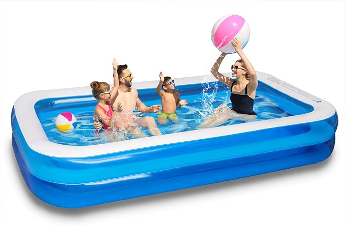 Inflatable Swimming Pool 120" X72" X20" Family Swim Center for Kids Full-Sized Lounge Pool for Kids Adults Easy Set for Backyard Summer Water Party Outdoor Kiddie Pools