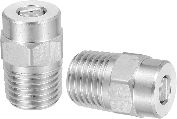 uxcell 2Pcs Pressure Washer Nozzle, Stainless Steel Thread Nozzles Tips, Universal Replacement for Undercarriage Cleaner Water Broom, 1/4 Inch NPT Male, 15 Degree 035 Orifice
