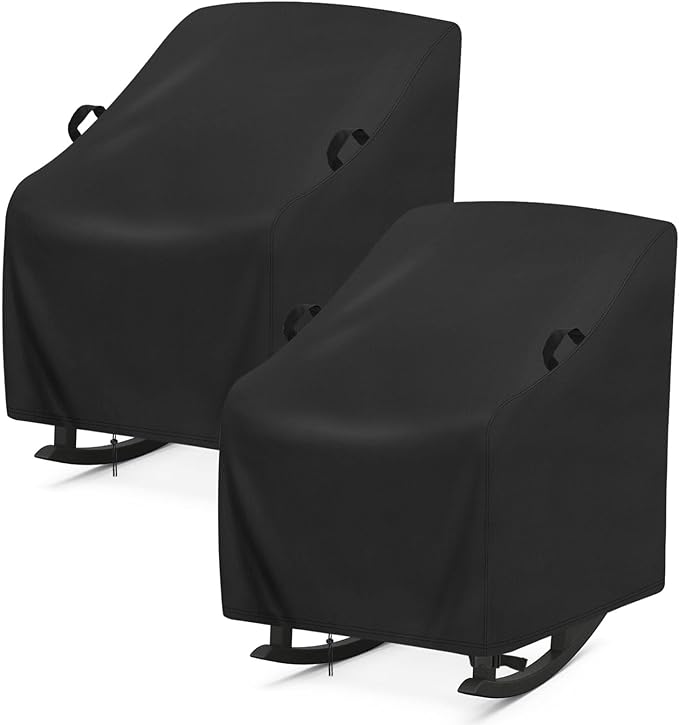 Outdoor Rocking Chairs Set of 2 Cover,420D High-density 420D Cover for Porch Rocking Chairs(2-Pack),All Weather Protector for Porch Rocker(34"L x 27"W x 45"H)