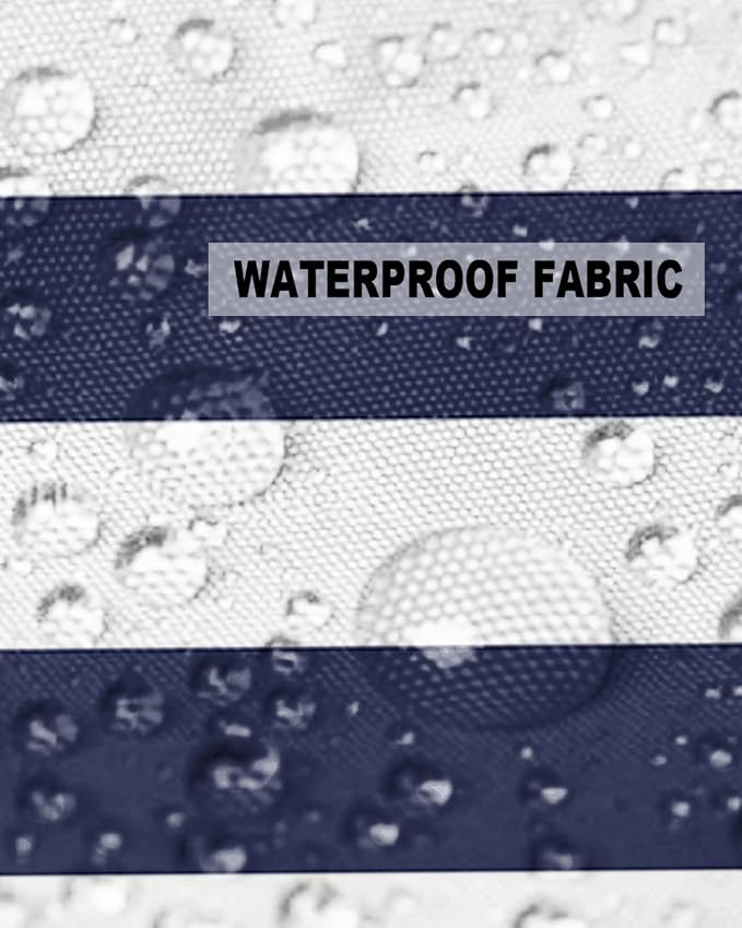 Outdoor Waterproof Pillow Covers for Patio Furniture Solid Nautical Striped Decorative Throw Pillow Cover Navy Blue Pillowcases Set of 2 Cushion Case for Sofa Couch Chair Home Decor 24 x 24 Inches