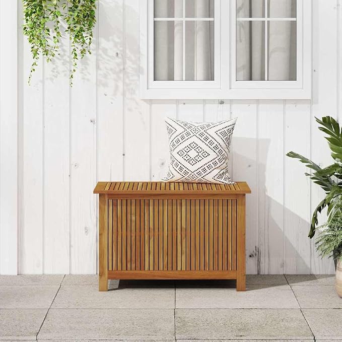 vidaXL Outdoor Storage, Deck Box with Lid, Patio Cabinet, Storage Chest for Outdoor Cushions Pillows Garden Tools Pool Supplies, Solid Wood Acacia