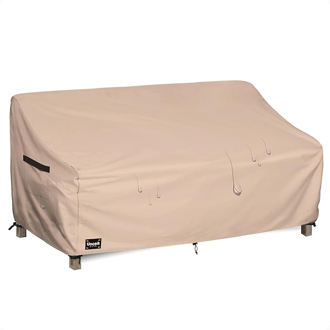 3-Seater Outdoor Couch Cover, 93Wx40Dx35H inches Outdoor Furniture Covers Waterproof，100% Waterproof Heavy Duty Patio Furniture Covers,Light Brown Minimalist Style Outdoor Sofa Cover.