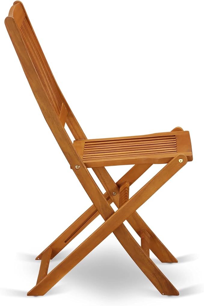 East West Furniture AECM5CWNA 5 Piece Patio Bistro Dining Furniture Set Includes a Rectangle Outdoor Acacia Wood Table and 4 Folding Side Chairs, 36x60 Inch, Natural Oil