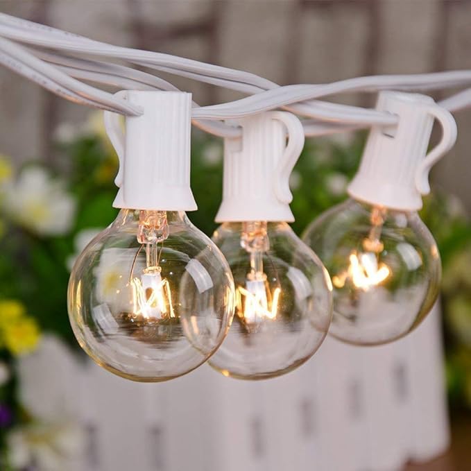 GOOTHY 50FT Globe Outdoor String Lights with G40 53 Incandescent Bulbs Backyard Patio Lights Garden Bistro Party Natural Warm Bulbs Cafe Hanging Umbrella Lights on Light String Indoor Outdoor-White
