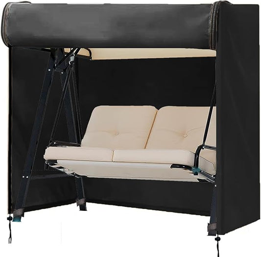 FLYMEI Outdoor Swing Cover 2 Triple Seater Hammock Cover for Porch Swing Canopy Glider Chair and Other Patio Furniture, Waterproof Windproof All Weather Protection, 65'' (L) x 50''(W) x 66''(H)