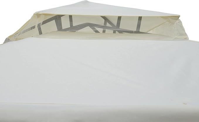 Outsunny 9.6' x 9.6' Patio Gazebo, Outdoor Canopy Shelter with 2-Tier Roof and Netting, Steel Frame for Garden, Lawn, Backyard, and Deck, Cream White