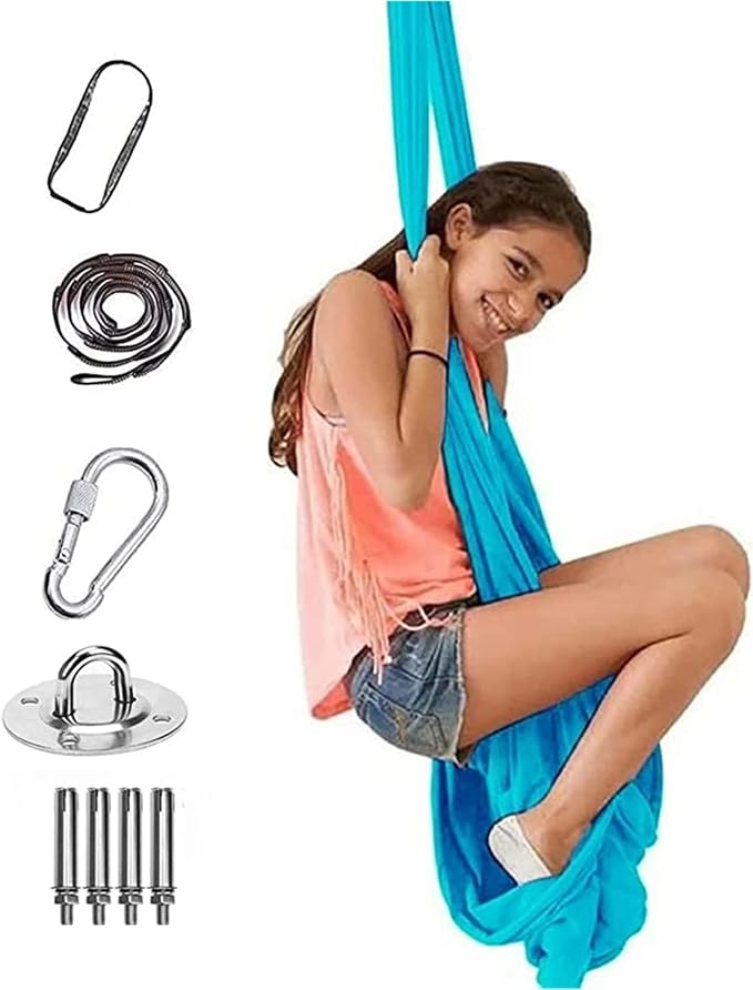 Kids Therapy Swing Adjustable Aerial Yoga Cuddle Hammock Indoor Outdoor Snuggle Swing with Special Needs Ideal for Children Calming & Relaxing Sensory Integration