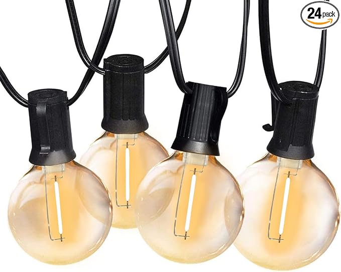 SUNTHIN Outdoor String Lights, 48FT Patio Lights with 25 G40 Shatterproof LED Bulbs(1 Spare), Waterproof Hanging Lights String for Outside Backyard, Porch, Deck, Party, Garden