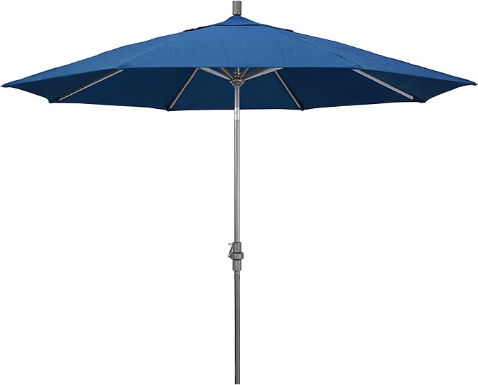 California Umbrella 11Ft Premium Sunbrella Patio Umbrella, Hand-Crank, Tilt-Collar, Gray Frame, Regatta Fabric