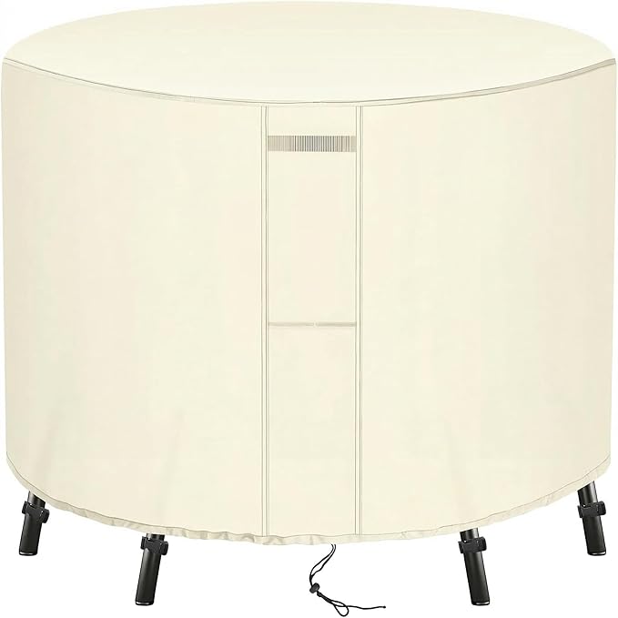 UPGRADE Outdoor Furniture Covers, Custom Size 24"(D) x 38"(H) Round Patio Table and Chair Waterproof Covers, Heavy Duty 420D,Cream