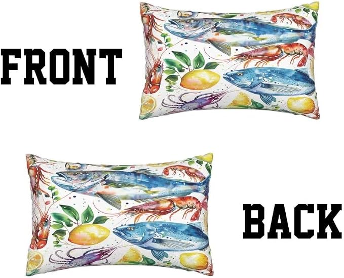 Outdoor Pillows Waterproof Set of 2 Outdoor Pillow Covers 16x24 Inch, Lemon Throw Pillows Fish Pillow Covers, Summer Garden Decorative Pillows Outdoor Pillows for Patio Furniture Car Home Decor -hs242