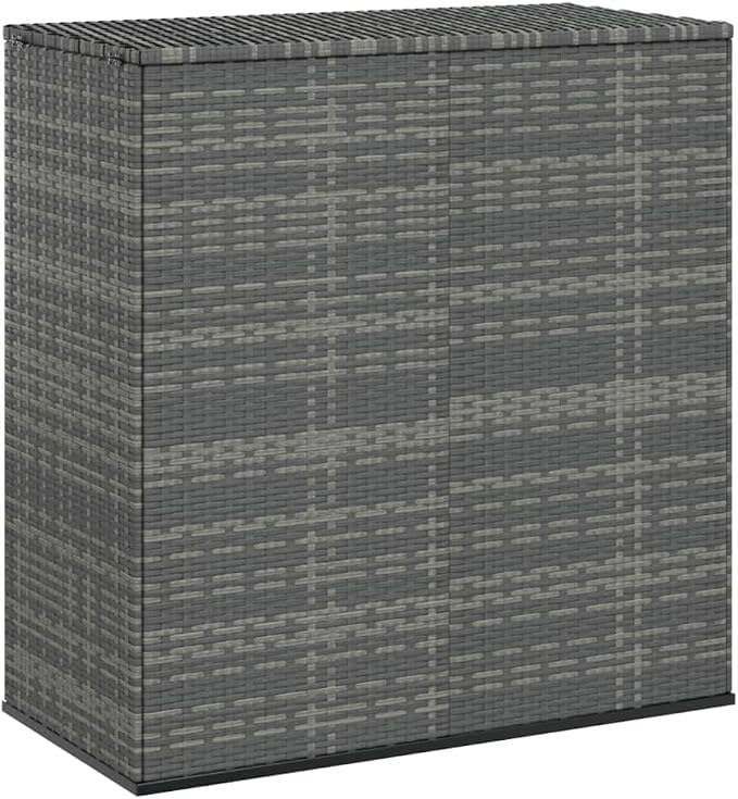 Gray PE Rattan Outdoor Storage Box with Gas Lift Lid 39.4"x19.3"x40.7" Weather-Resistant Steel Frame Garden Storage Cabinet for Patio Furniture Pool Deck Box