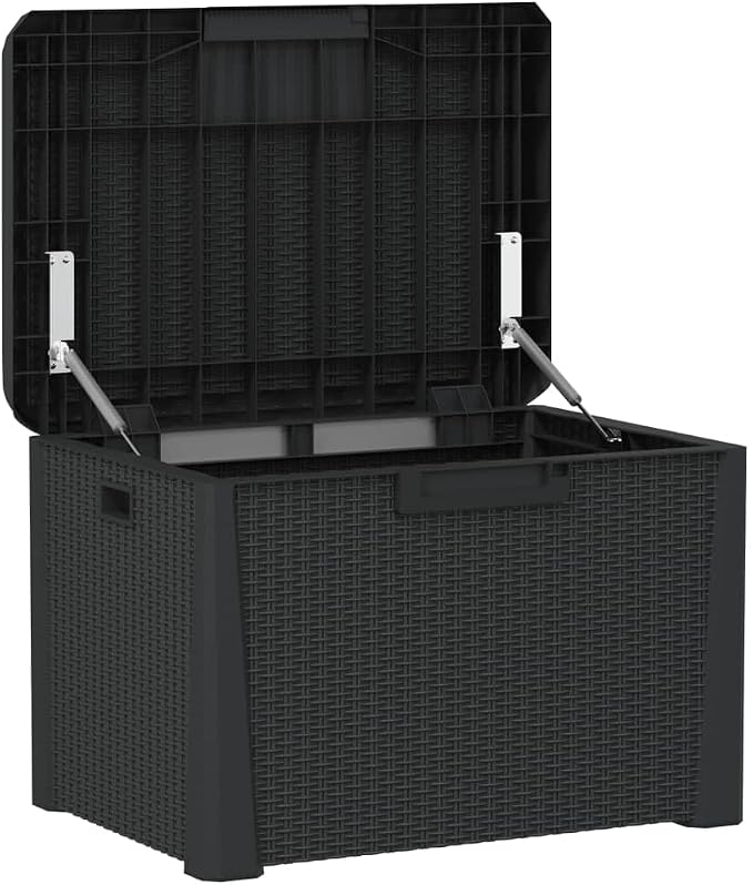 Deck Box 125L Anthracite Polypropylene Patio Storage Box 28.7 x 28.7 x 19.5 in UV Stable Outdoor Storage Container for Cushions Tools on Balcony Garden and Terrace