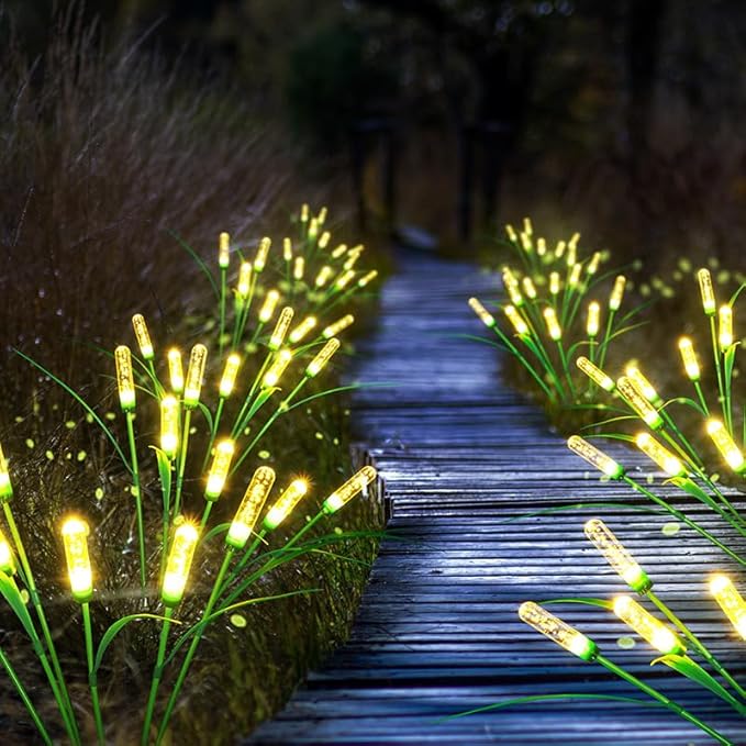 BXROIU Solar Outdoor Garden Lights,4 Pack LED Solar Swaying Lights for Garden Patio Yard Pathway Walkway Wedding Party Christmas Landscape Lighting(Warm White)