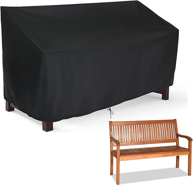 Outdoor Patio Bench Cover - 64 inch Covers for 3 Seat Outside Park Loveseat, Sofa, Glider & Furniture, Waterproof Patio Garden Bench Cover - 64 x 26 x 35 inch