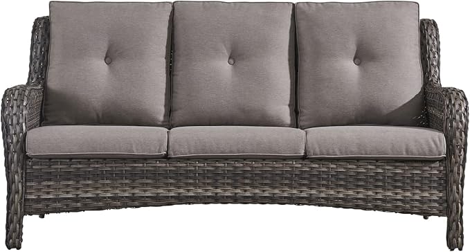 HUMMUH Patio Furniture 6 Pieces Outdoor Furniture Set Wicker Outdoor Sectional Sofa with Swivel Rocking Chairs,Patio Ottomans,Patio Coffee Table