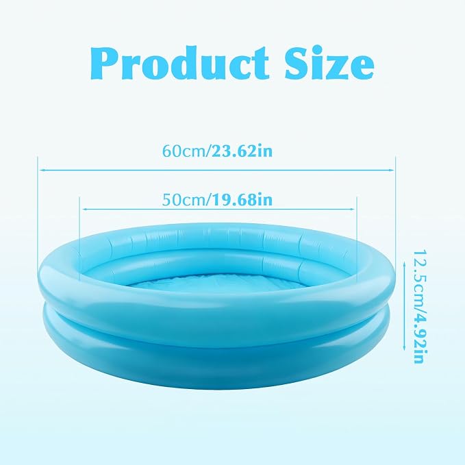 Inflatable Paddling Pool, Inflatable Swimming Pool, Family Pools, 2 Ring Inflatable- Paddling Pool Water Toys for Indoor Outdoor Pool, 23.7 * 19.7inch (Blue)