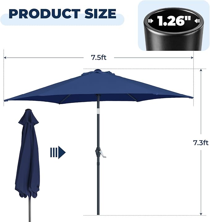 Bonnlo Patio Umbrella with Easy Push Button Tilt Outdoor Patio Umbrella Backyard Market Table Umbrella