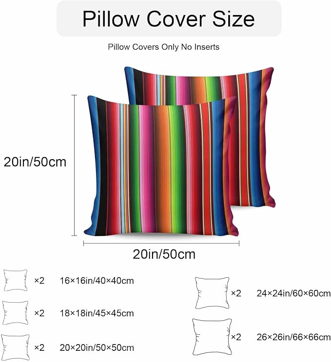 Red Green Blue Striped Outdoor Pillow Covers 24x24 Inch Throw Pillow Covers Set of 2 Waterproof Decorative Pillow Cases Modern Abstract Striped Cushion Covers for Patio Furniture Garden Couch Sofa