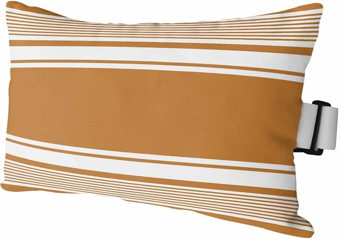 Outdoor Lumbar Pillow 12x20 Inch, Farmhouse Burnt Orange Striped Waterproof Throw Pillow Covers with Insert, Modern Minimalist Stripes Decorative Headrest Pillows for Office Car Travel