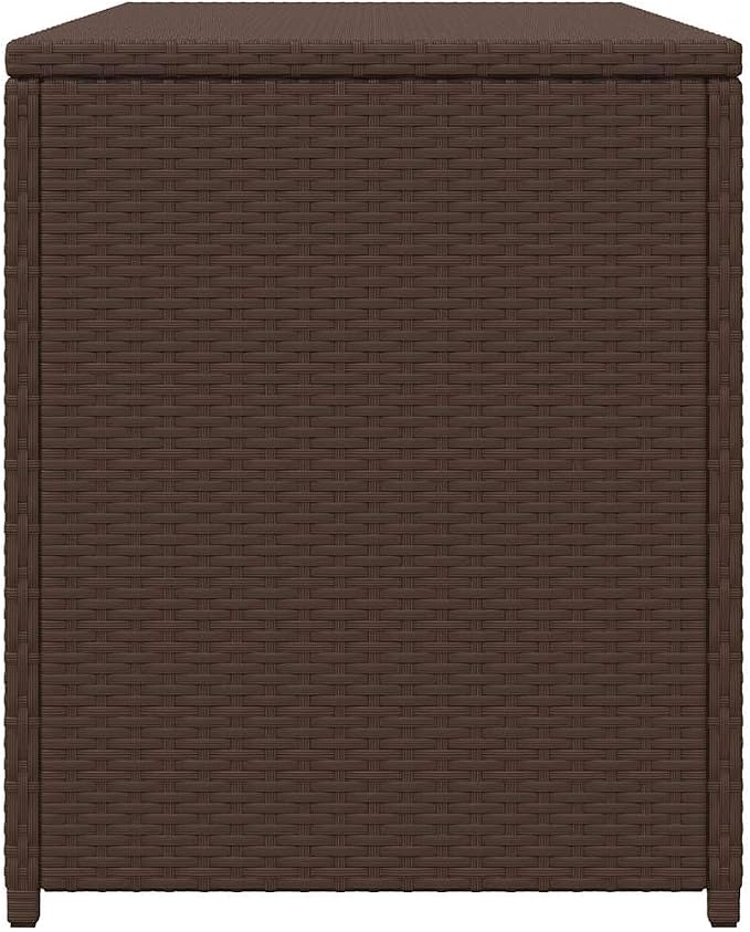 Outdoor Storage Box, Rectangular Deck Box for Patio Furniture, 47.2 Inch Garden Storage Chest with Gas Lift Lid, Wicker Rattan Container for Cushions and Blankets, Brown