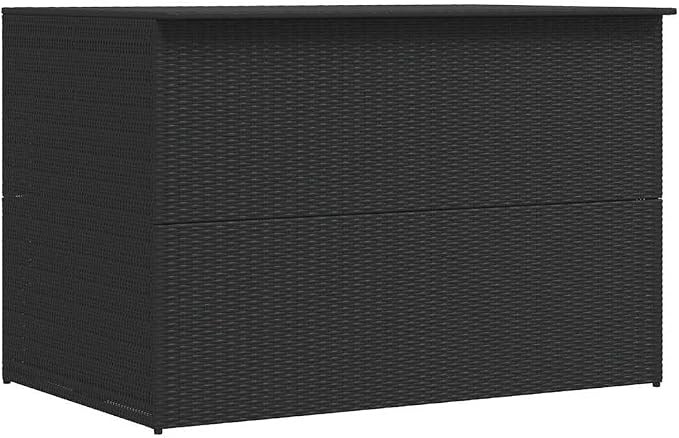 Outdoor Storage Box, PE Rattan Garden Deck Bin with Powder-Coated Steel Frame, Large Weather-Resistant Organizer for Patio, Balcony and Garage, Black