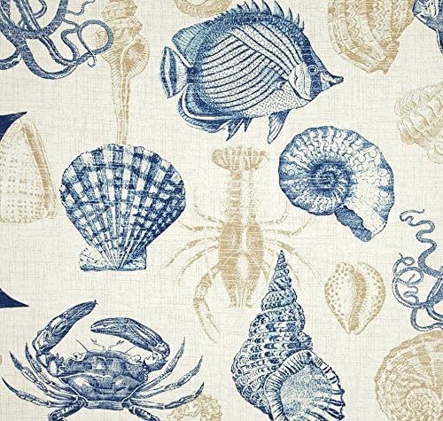 RSH DECOR: Lumbar Throw Pillows Set of 2 | 20" x 12" | All-Weather Spun Fabric | Water and Fade-Resistant | Outdoor Support Pillows for Patio Furniture | Blue Tan Crab