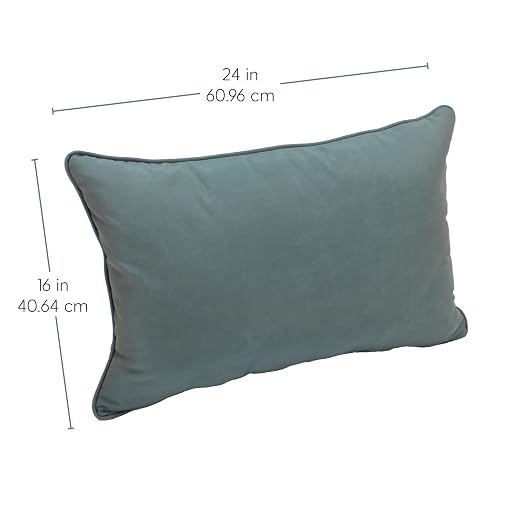 Factory Direct Partners Presidio 16" x 24" Lumbar Decorative Throw Pillow Set with Piping for Indoor/Outdoor Furniture UV, Fade, Weather-Resistant Olefin Fabric (2-Pack) - Dusty Turquoise, 13813-137