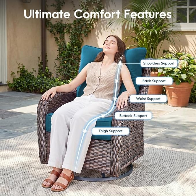 Luxury 22*24*6in Outdoor Patio Cushions, 5 Pieces Malachite Outdoor Cushion | 6'' Thick Outdoor Cushions, Water-Resistant, Reversible, Removable Cover, for Patio Chairs Sofa Couch Loveseat