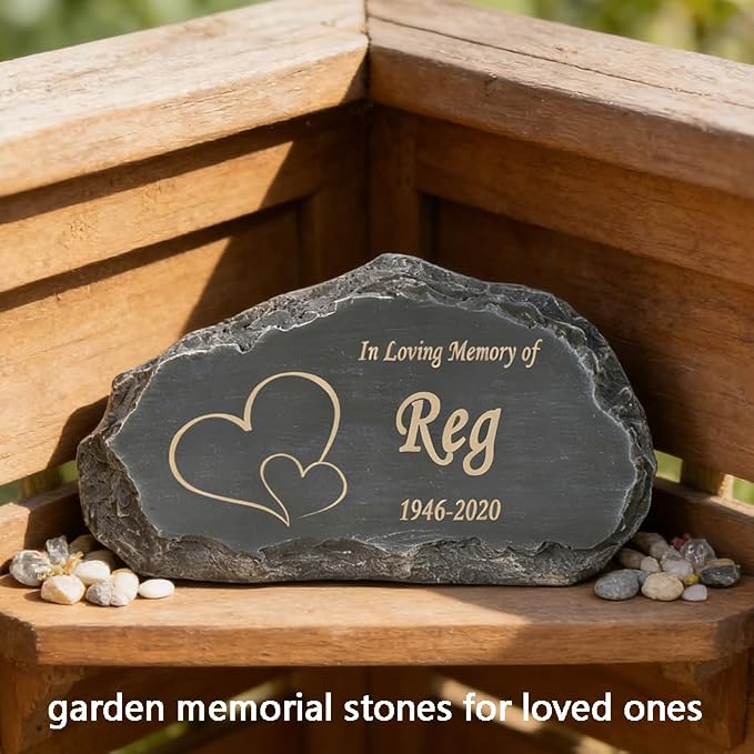 Personalized Garden Stones in Memory of Loved Ones, Engraved with Any Message Memorial Stones Gravestones Outside, Sympathy Memorial Gifts Funeral Gifts for Loved Ones Dad Mom Grandma