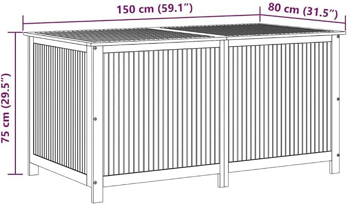 Patio Storage Box Solid Acacia Wood 59.1"x31.5"x29.5" Outdoor Deck Bench Chest with Zippered Bag for Garden Yard Pool Backyard Porch Cushion Toy Tool Organizer