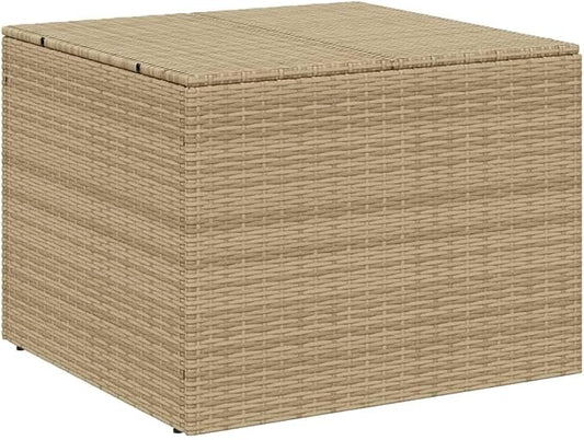 Large Garden Storage Box Mix Beige PE Rattan Outdoor Furniture Storage Container with 77 Gallons Capacity for Cushions Blankets Gear