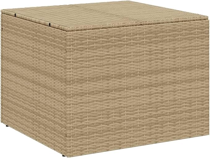 Large Garden Storage Box 77 Gallon Outdoor Deck Box with Weather Resistant Poly Rattan and Powder Coated Steel Frame for Patio Garden and Terrace